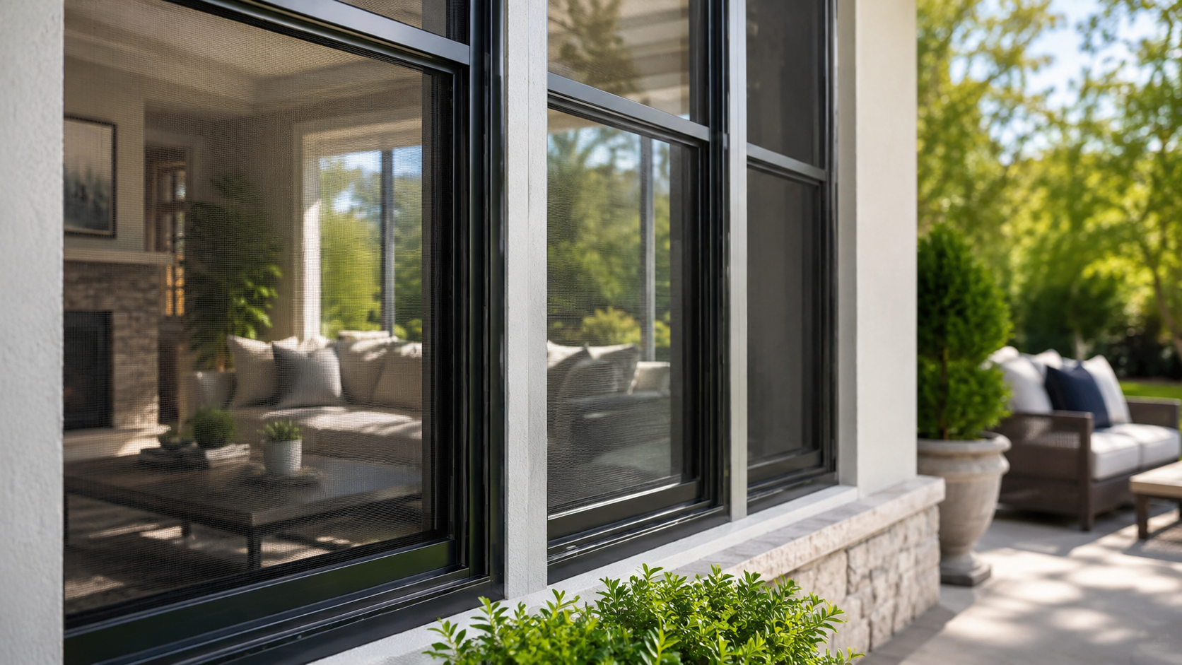 Clean installed screens on a bright home
