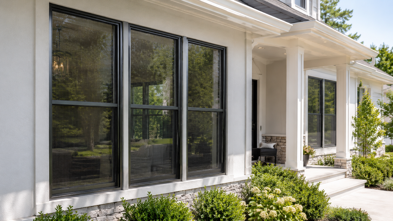 Clean installed screens on a residential home